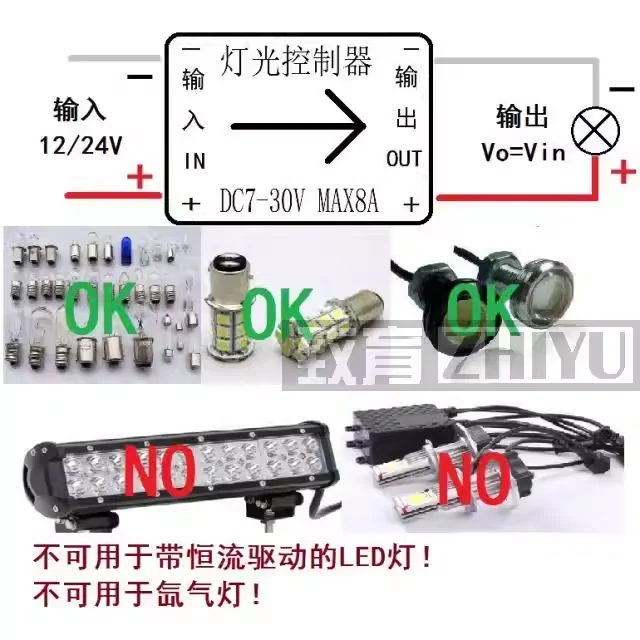ZHIYU DC 12V 24V LED Brake Stop Light Halogen Flash Lamp Flasher Module Flash Strobe Controller 16 Mode for Car Light Control image 5