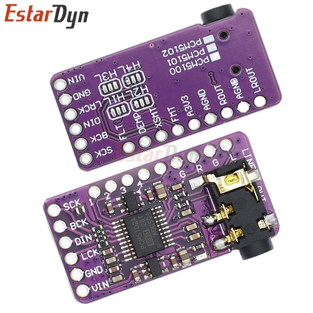 Estardyn PCM5102A I2S DAC Module pHAT Stereo Decoder 24-bit 192kHz HiFi Audio Board for Raspberry Pi Zero