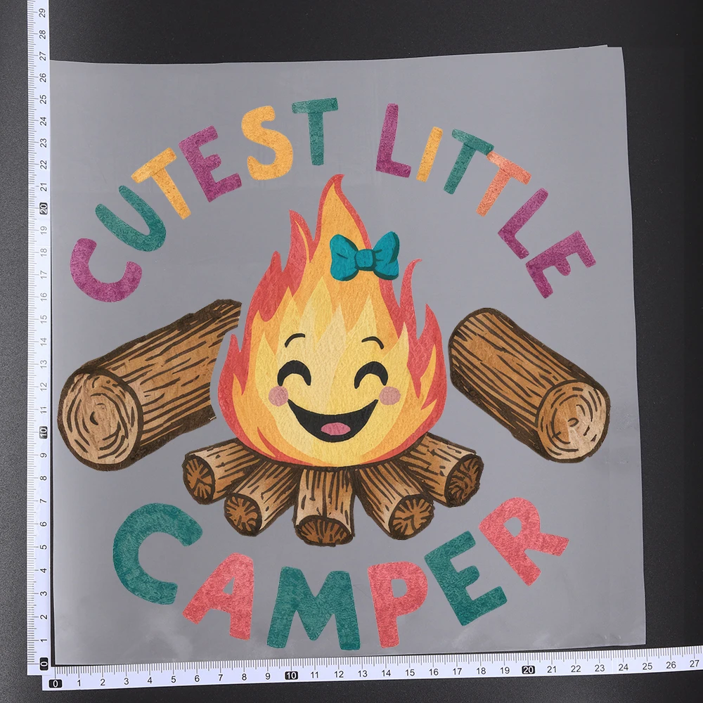 25CM Outdoor Camping Camper Van Bonfire Heat Transfer Patches For Clothes DIY A-Level Washable Shirt Iron-on Thermal Sticker