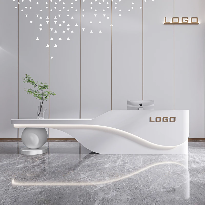 Hotel Led Lights Reception Desks Simple Welcome Minimalist Executive Reception Desks Displaymodern Mostrador Office Furniture