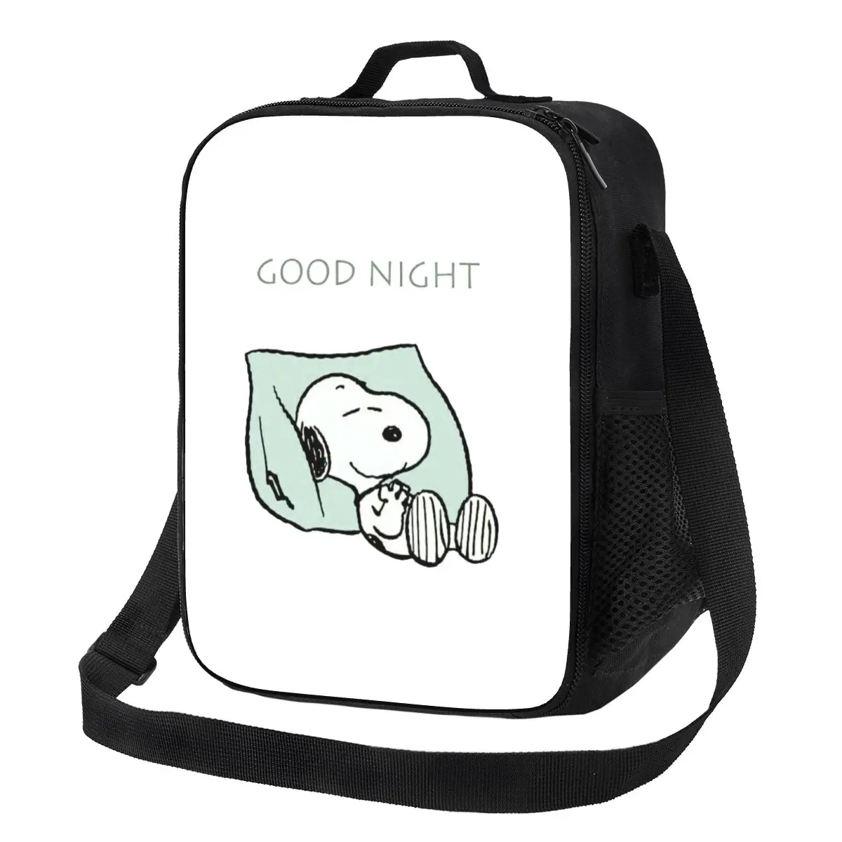 

Custom S-snoopys GOOD NIGHT Portable Lunch Boxes for Women Leakproof Cooler Thermal Food Insulated Lunch Bag Office Work