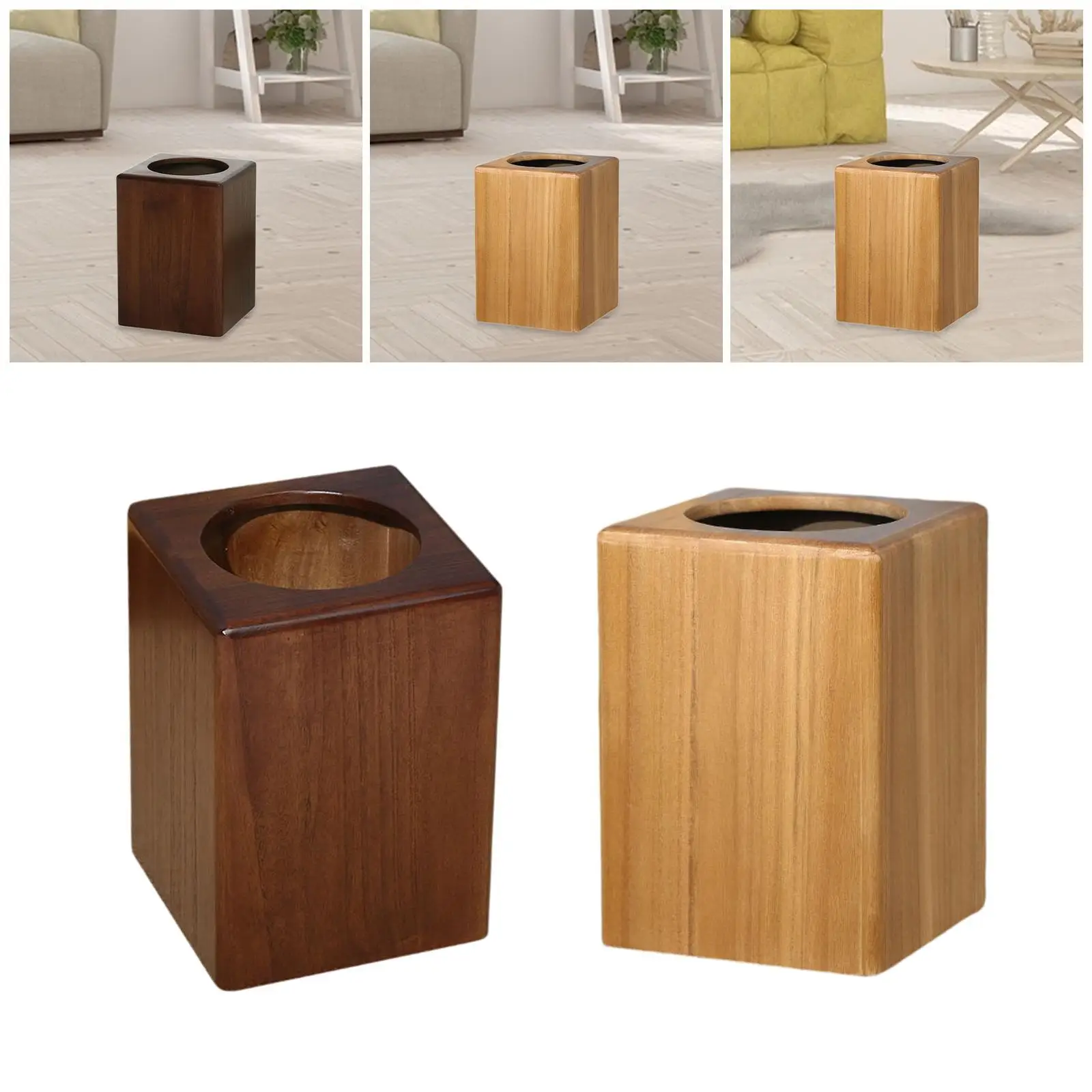 

Wooden Trash Bin Square Small Narrow Garbage Can for Bedroom Decor Farmhouse