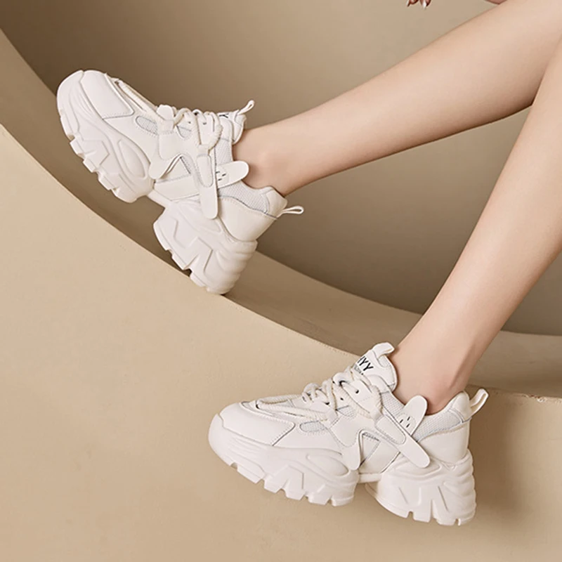 

New Casual Sports Running Shoes Trendy Flats Thick Sole Increased Height Casual Comfortable Versatile Sports Shoes Size 34-40