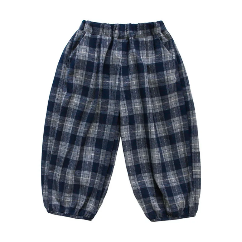Girls Pants Spring and Autumn 2025 New Children Stylish Classic Checkered Pants Autumn Fashion Lantern Pants for Little Girls