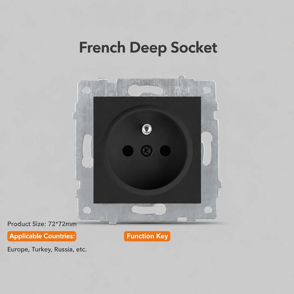 1Pcs 220V 16A 250V Modular Sockets And Switches PC Panel RJ45 TV EU French Socket Module Dual USB Fast Charge