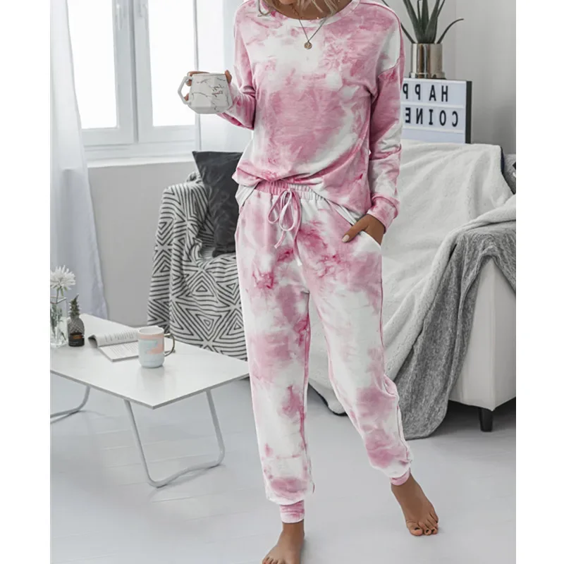 Set da donna Set casual primavera autunno Set da donna 2 pezzi Pantaloni a maniche lunghe moda Abbigliamento per la casa all'aperto Completo sportivo da donna