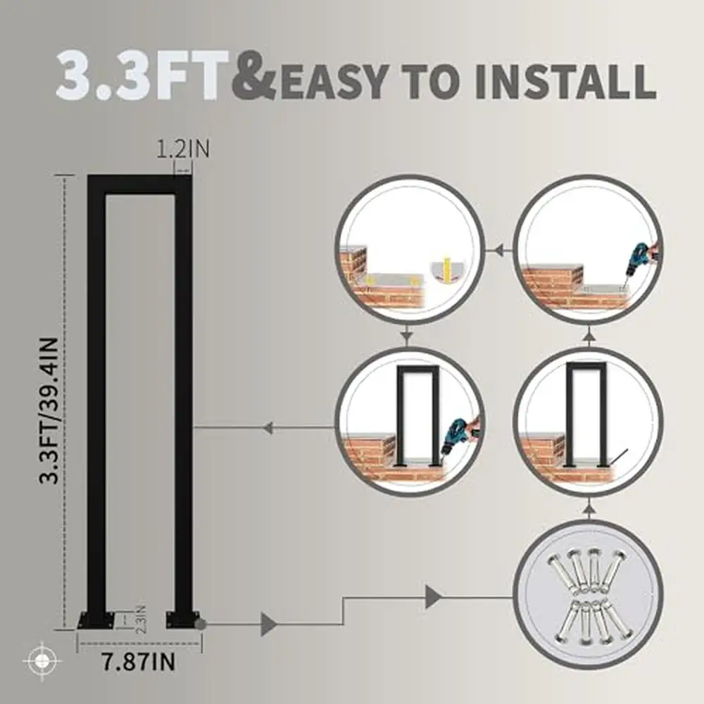 Corrimão em forma de u preto, ferro forjado industrial, antiderrapante, design moderno, kit de instalação estável e resistente, múltiplo