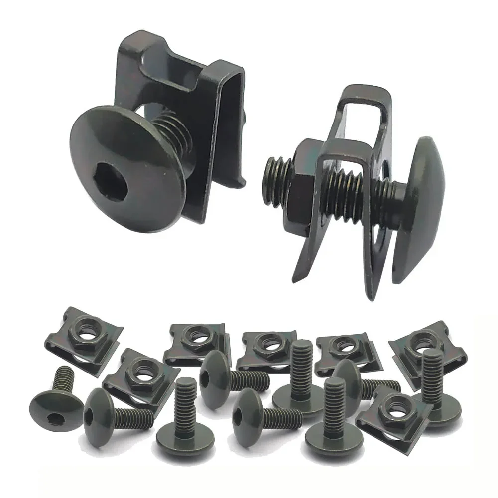 

50set Bolt and U Type Clips Nut for Motorcycle Scooter ATV Moped Plastic Cover Screw with M6 6mm M6X16 Big Flat Hex