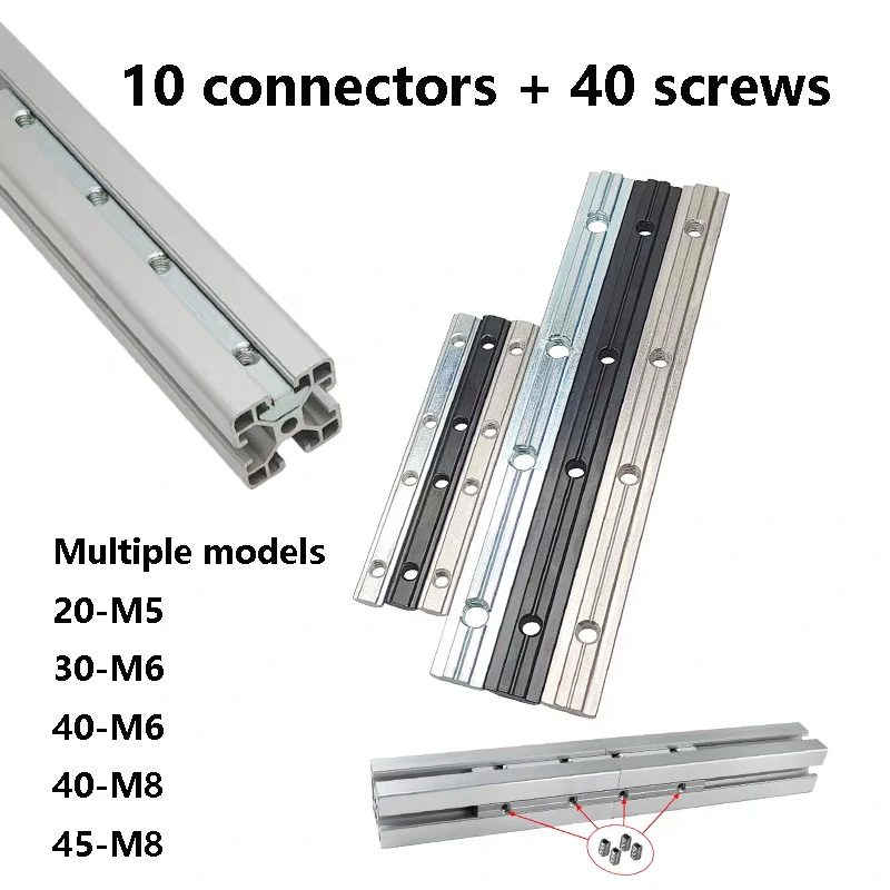 10PCS European Standard Aluminum Profile One-Word Connector 20-30-40-45 Series Profile Straight Groove Connection Butt Joint
