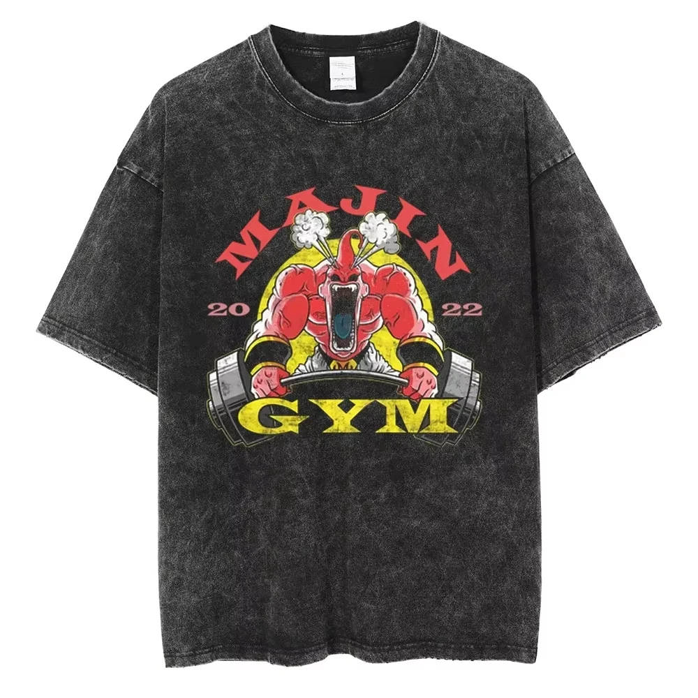 Gym Dragon Ball Vintage Harajuku Vintage Gewassen T-shirt Katoen Mannen Hip Hop Streetwear Oversized Vrouwen Korte Mouw Unisex Y2k