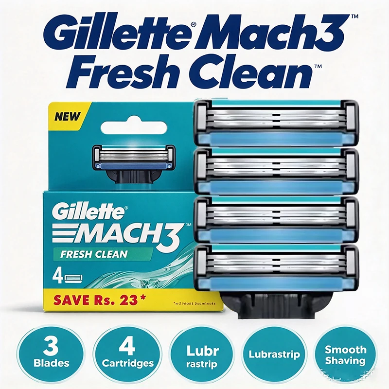Gillette Mach 3 Razor Blades Refilis Classic 3-layer Blade Shaver Replacement