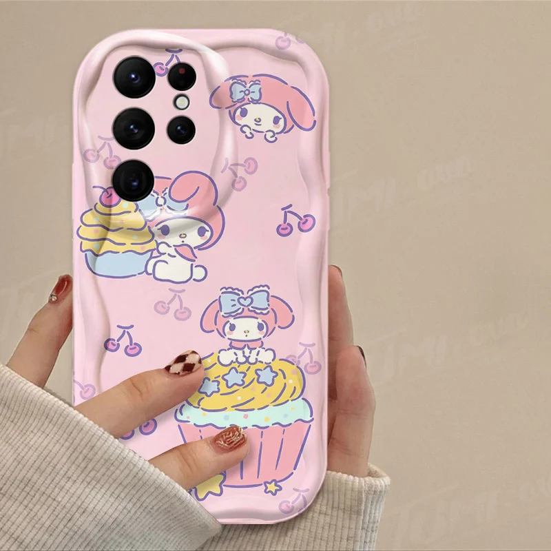 Hello Kitty Cinnamoroll 3D Wave Case For Samsung Galaxy A54 A34 A24 A14 A13 A53 A33 A73 A23 A52 A52S A32 A22 A12 A51 A71 Cover