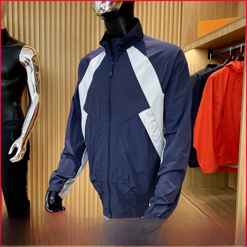 

Мужская куртка для улицы, легкий воротник-стойка, застежка-молния, дышащая, водонепроницаемая, защита от солнца, цветная отделка, подходит для молодежи...