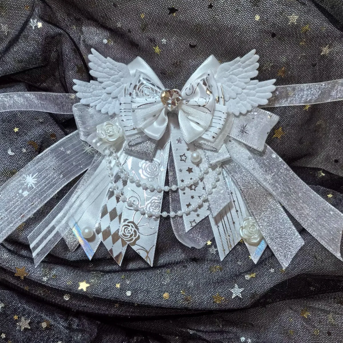 Pure Handmade Lolita Bow Cosplay Bowtie Anime Support Stick Bowkont Accessories Angel Wings Shirt Collar Flowers Brooch Jewelry