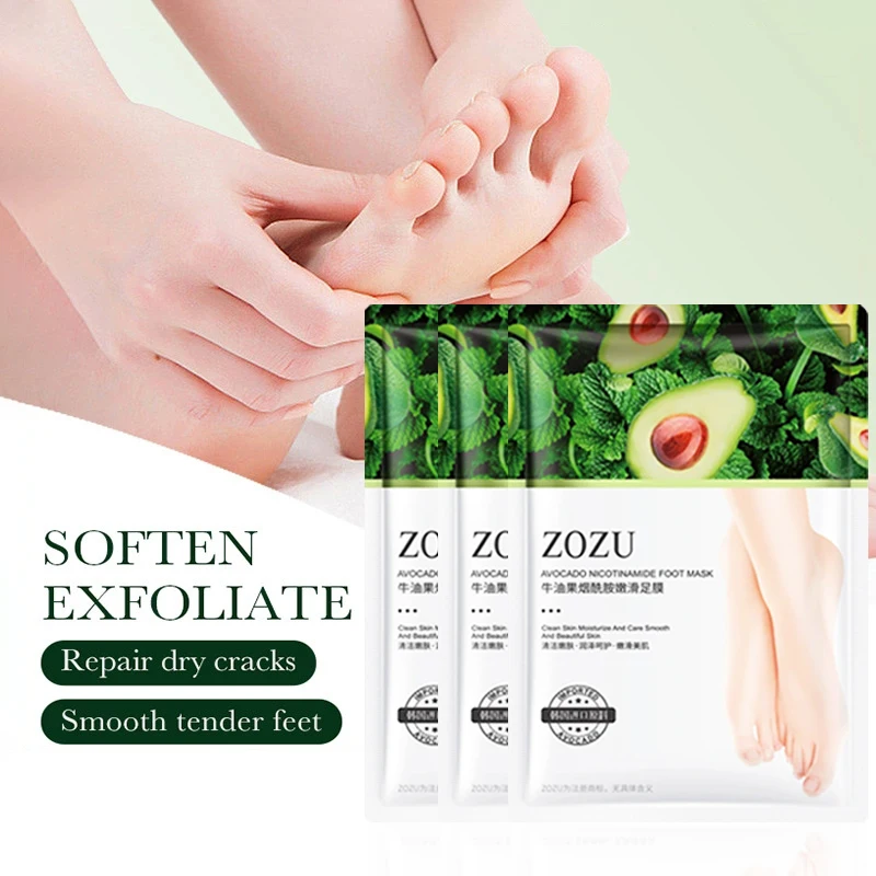 5 Pairs Avocado Exfoliating Foot Mask Dead Skin Removal Moisturizing Pedicure Foot Care Skin Care