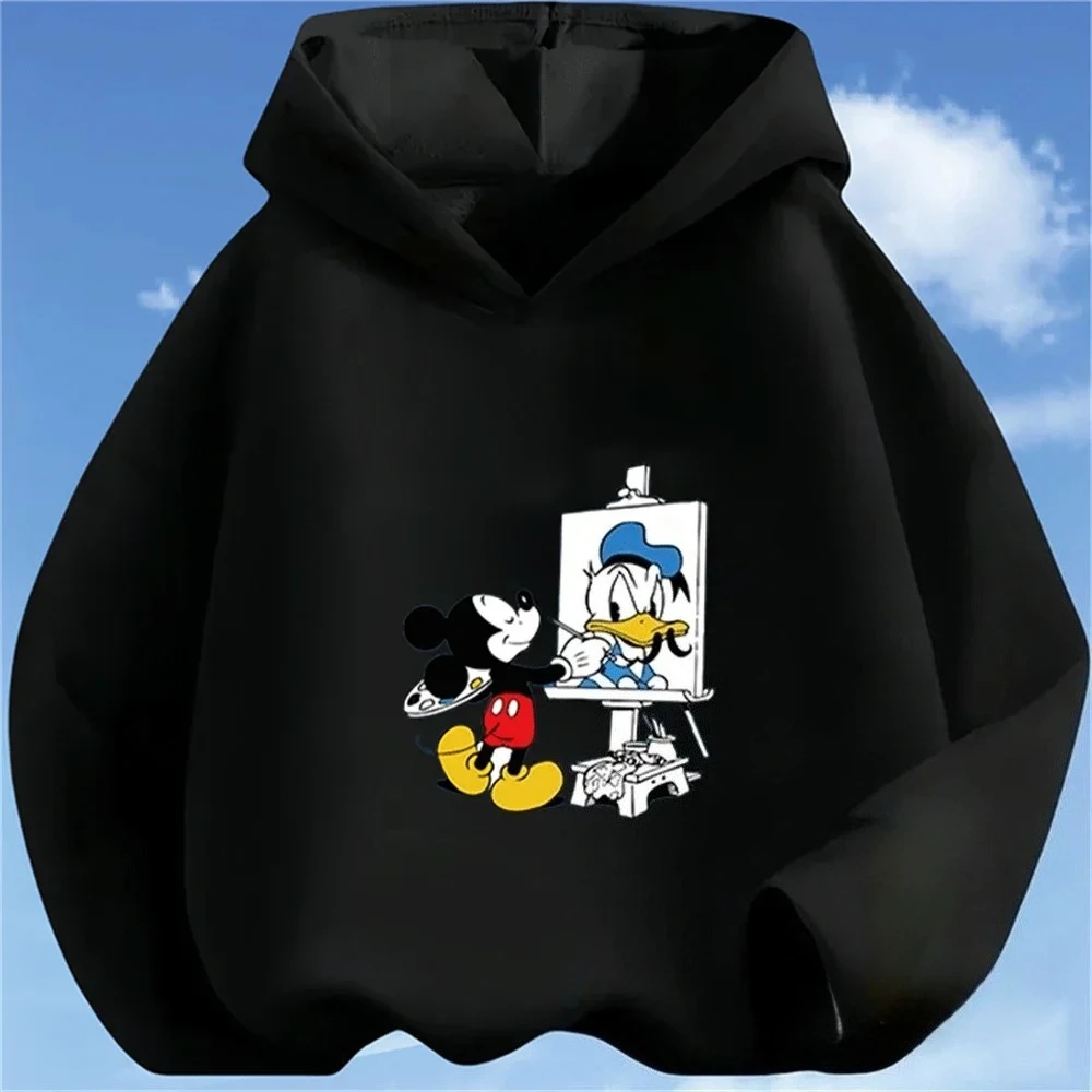 

2025 New Autumn/Winter Hoodie Disney Donald Duck Two Printed Cartoon Men's and Women's Comfortable Warm Top
