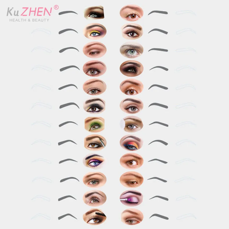 24 Style Fixable Eyebrow Stencil Card Grooming Brow Shaper Template Reusable Stickers Makeup Drawing Eyebrow Stamp Beauty Tools