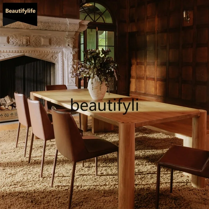 b573  Wabi Solid Wood Dining Table Home Table Modern Minimalist Designer Black Conference Desk