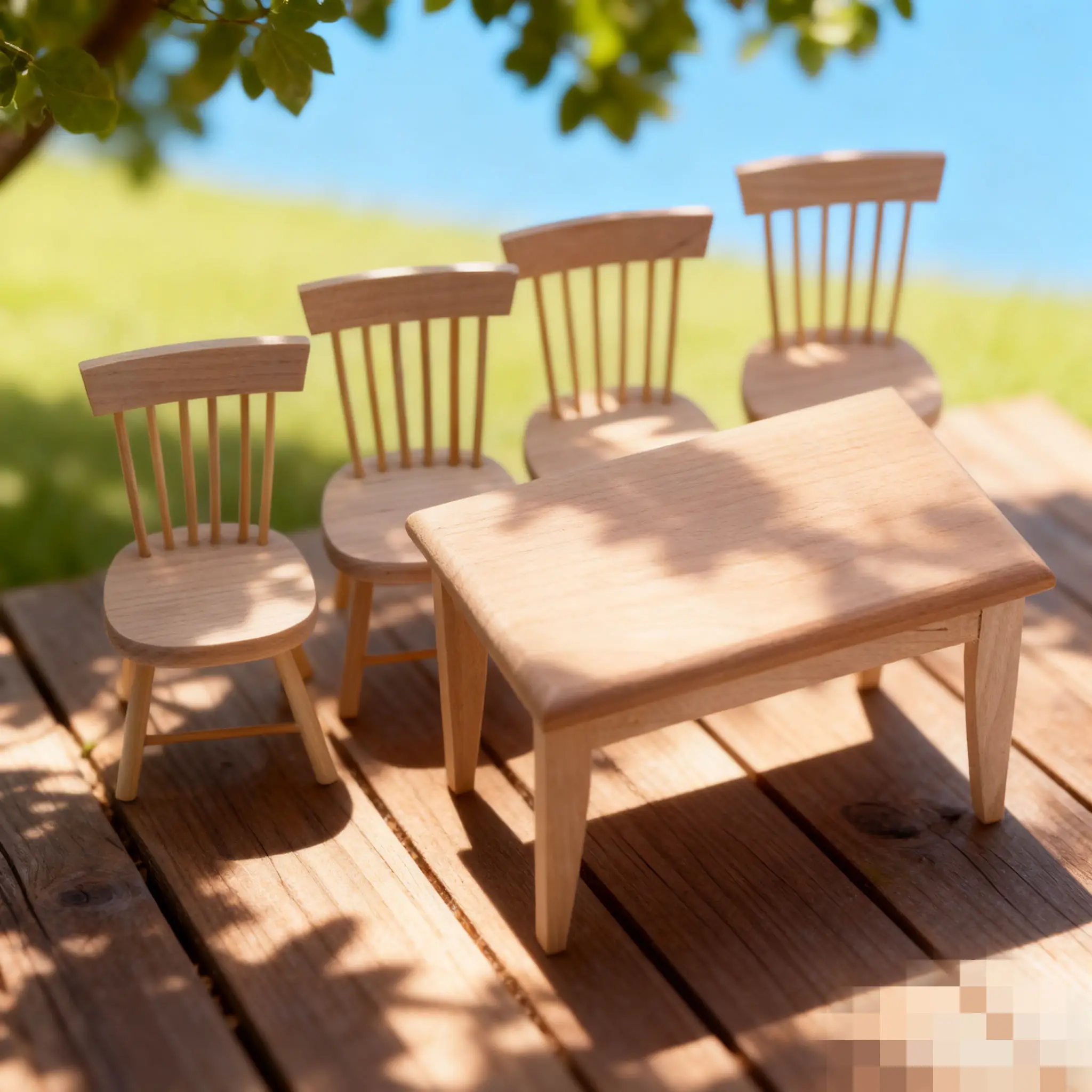 new style Hot OB11 Mini Wooden Dining Set - Dollhouse Compact Food Play Props For Tiny Room Scene & Model Layout