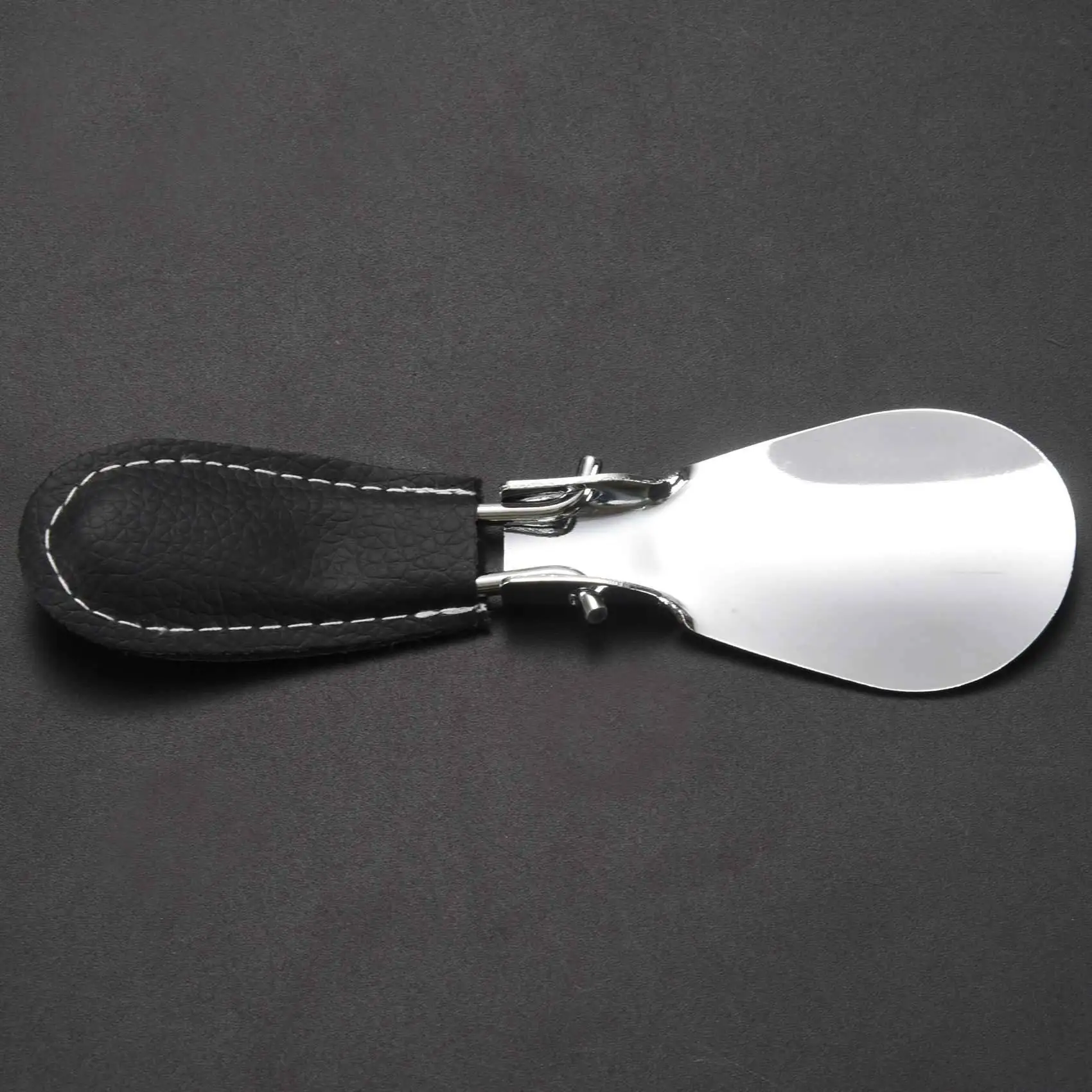 AS96-2Pcs 12X3,8 Cm profesional plegable de acero inoxidable zapato cuerno largo cuchara