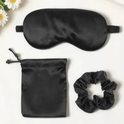 

/Set Sleep Eye Mask Travel Eyeshade For Stress Reducing Dark Blindfold With Drawstring Pouch Hair Scrunchies