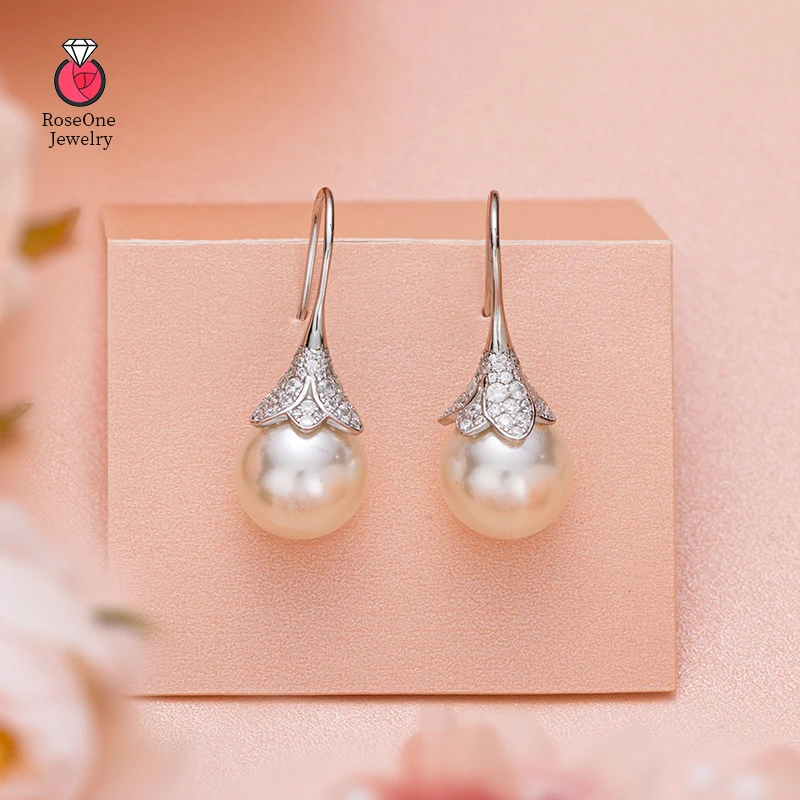 RoseOne Jewelry Elegant and Fashionable Women's Water Drop Pearl Earrings Wedding Jewelry Birthday Gifts