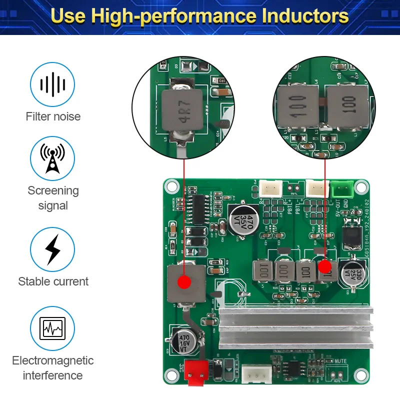 VIRE 2.0 Channel Professional TPA3116D2 Amplifier Board 2*50W Stereo HIFI Power Subwoofer Audio Amp Module DC12V