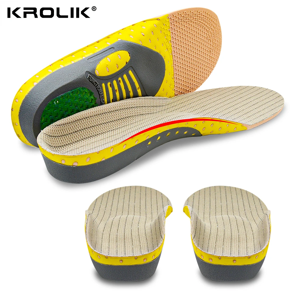 Plantillas de Gel ortopédico Krolik para zapatillas, cojín ortopédico para pie plano, almohadilla de soporte para arco, alivio del dolor en el pie, hombre y mujer