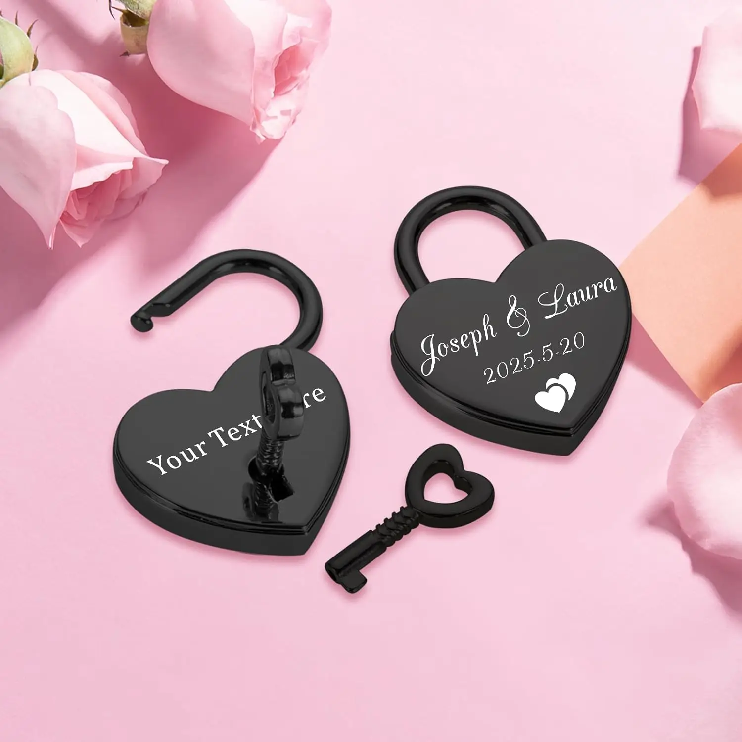 Custom Lock Heart Lock Engraved Padlock Personalized Love Locks for Bridge | Engraved Name Heart Shaped Padlock for Boyfriend