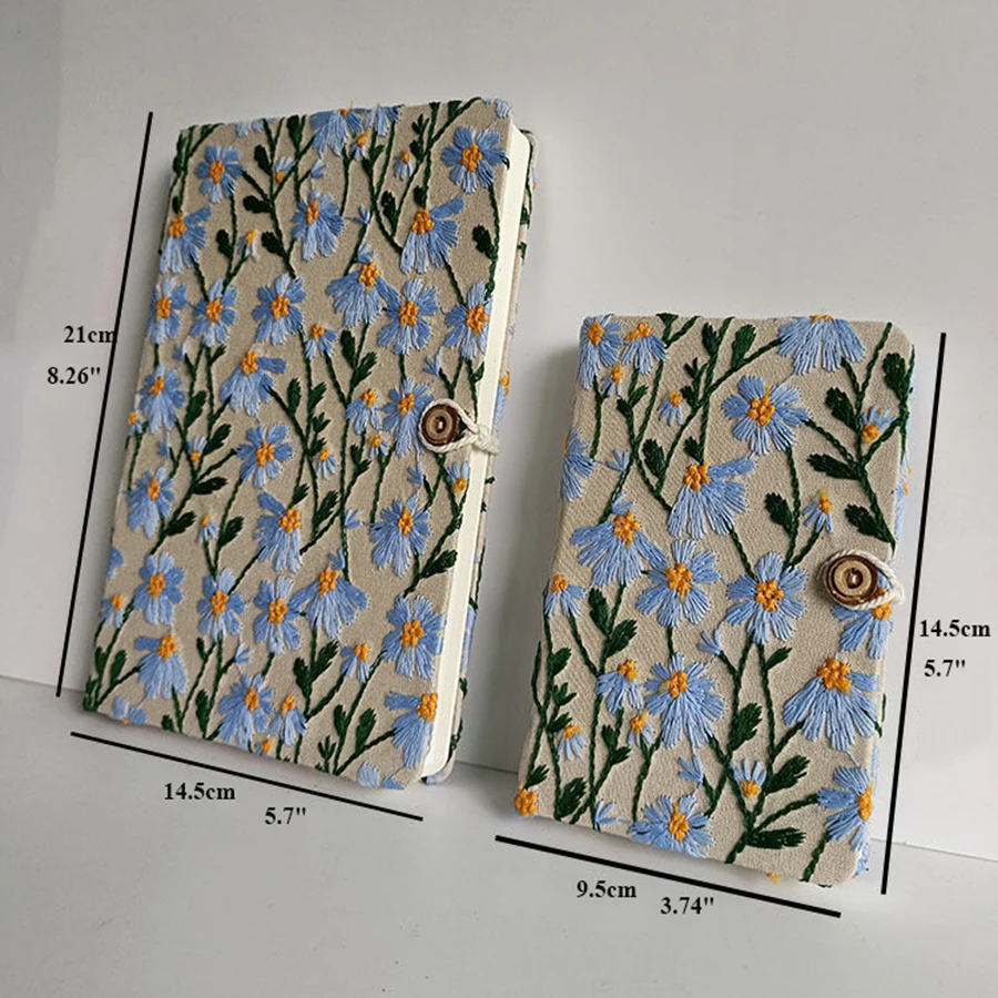 A5 A6 Floral Print Notebook With embroidy Hardcover 98 Sheets Creative Portable Journal For School, Student, Office