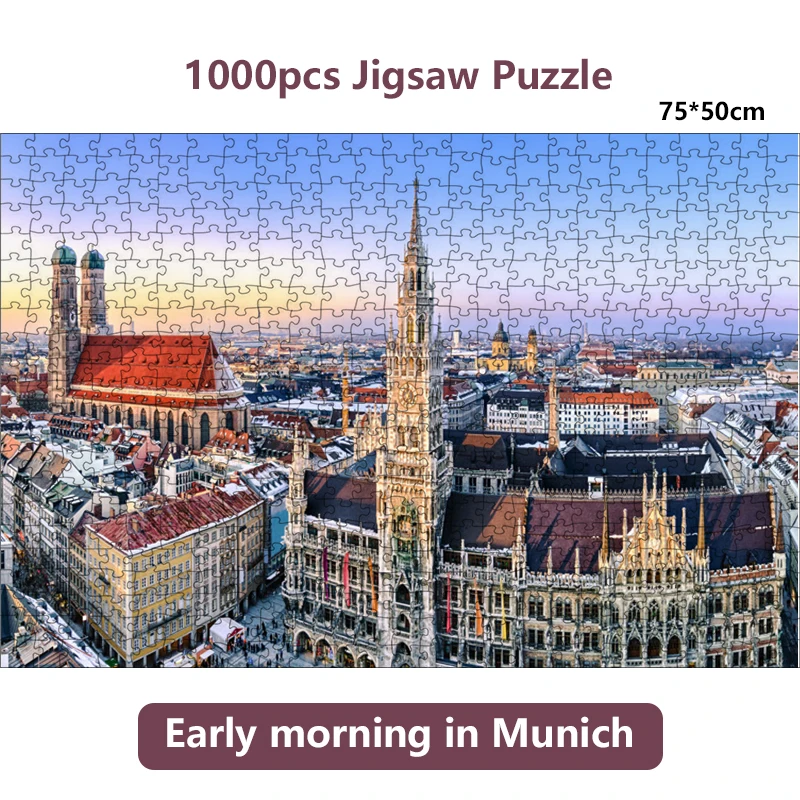 75*50cm Adult 1000PCS Paper Jigsaw Puzzle Landscape Puzzles Early Morning in Munich Stress Relief Educational Entertainment Toy