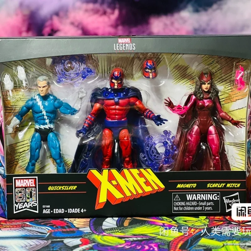 

Marvel Legends 80th Action Figure X Men 3-pack Toys Comics Family Matters Quicksilver Magneto Scarlet Witch Doll Anime Model Toy