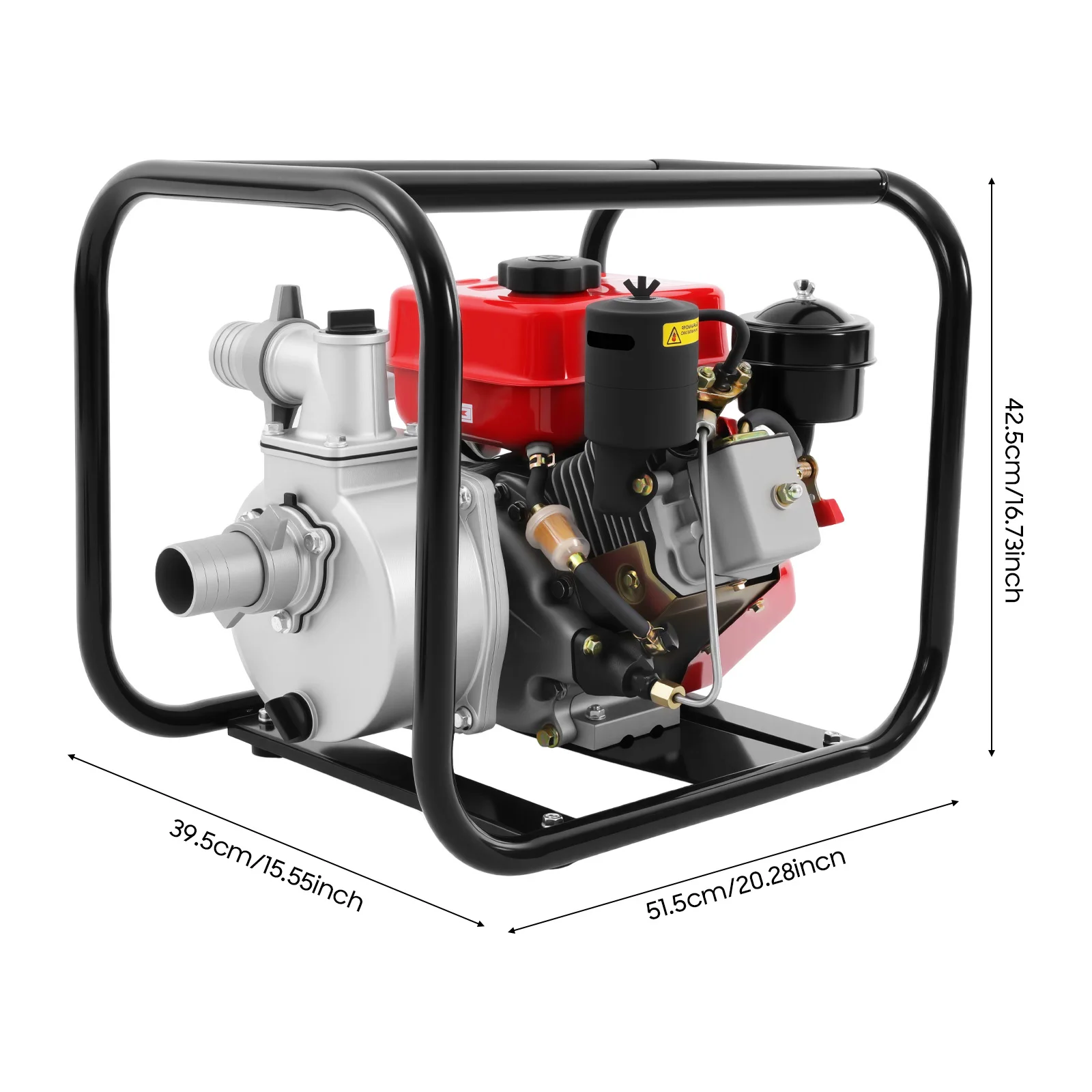 7.5hp 210cc 4-Stroke Diesel Engine Water Pump Air Cooled Single Cylinder 110gpm Flow Water Transfer Pump 2 Inch Water Pump for Farm Irrigation Drainage