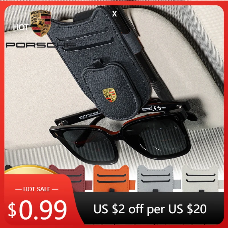 

Car Sticker For Porsche Cayman Cayenne 911 Macan Car Sunglasses Clip Sun Visor Glasses Holder Card Holder for Porsche Cayenne M