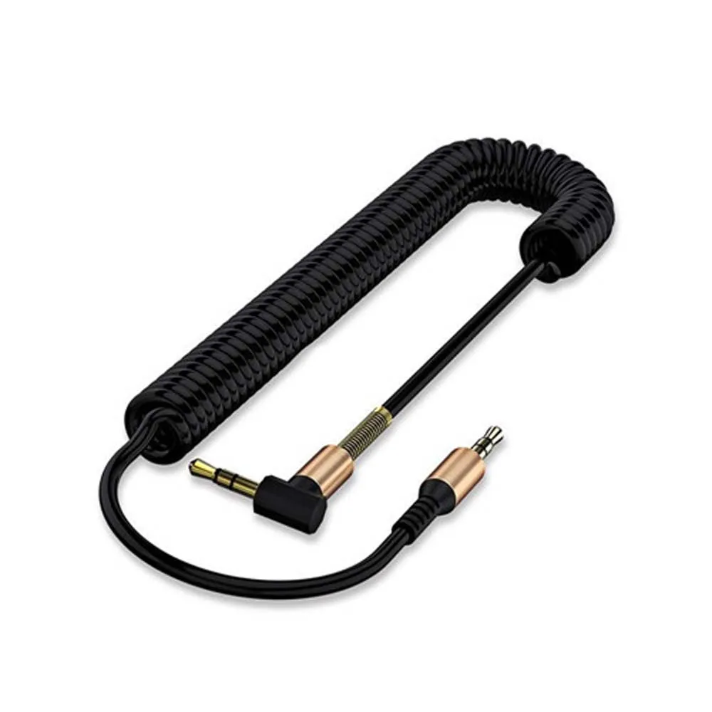 Earphone Jack Speaker Stretch Spring Cable Elbow Stereo 3.5 mm To 3.5mm Plug Car Aux Cord Audio Wire Audio Cable Aux Cable