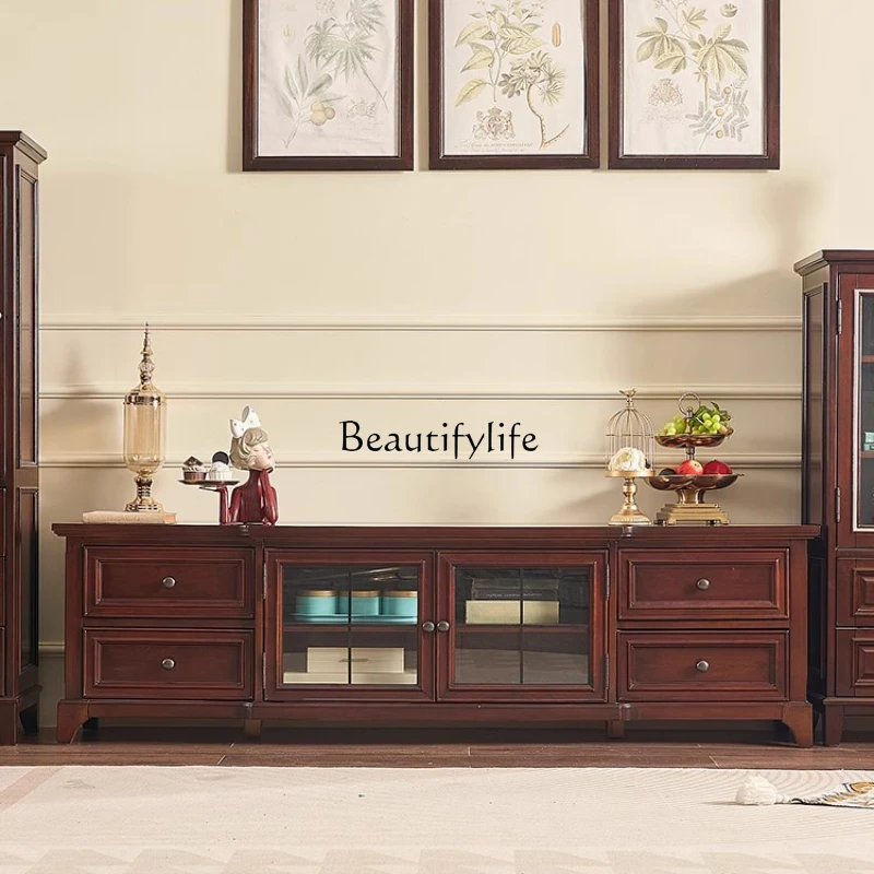 

American retro all solid wood TV locker cherry wood