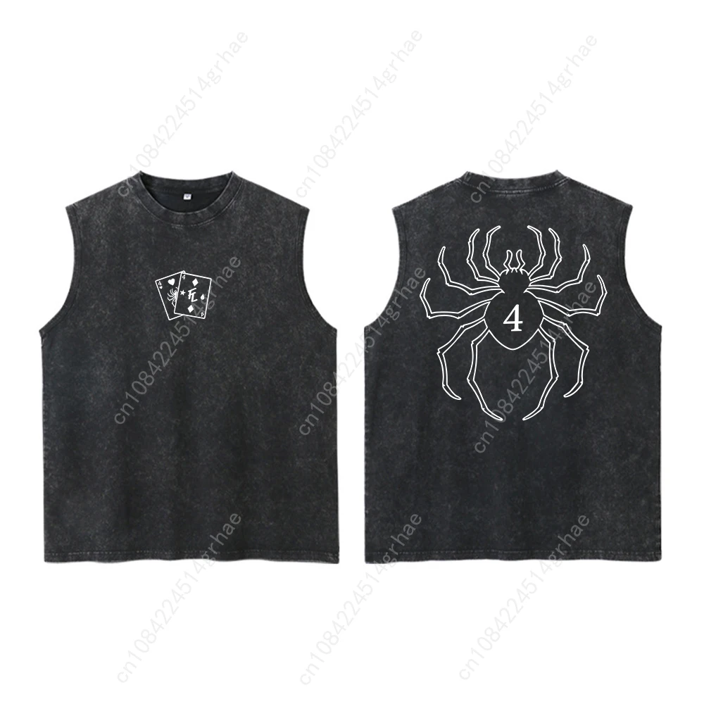 Vintage Anime Hunter X Hunter Washed Tank Top 100 % Baumwolle Streetwear Hip Hop Lose Grafiken Ärmellose Weste für Männer Frauen