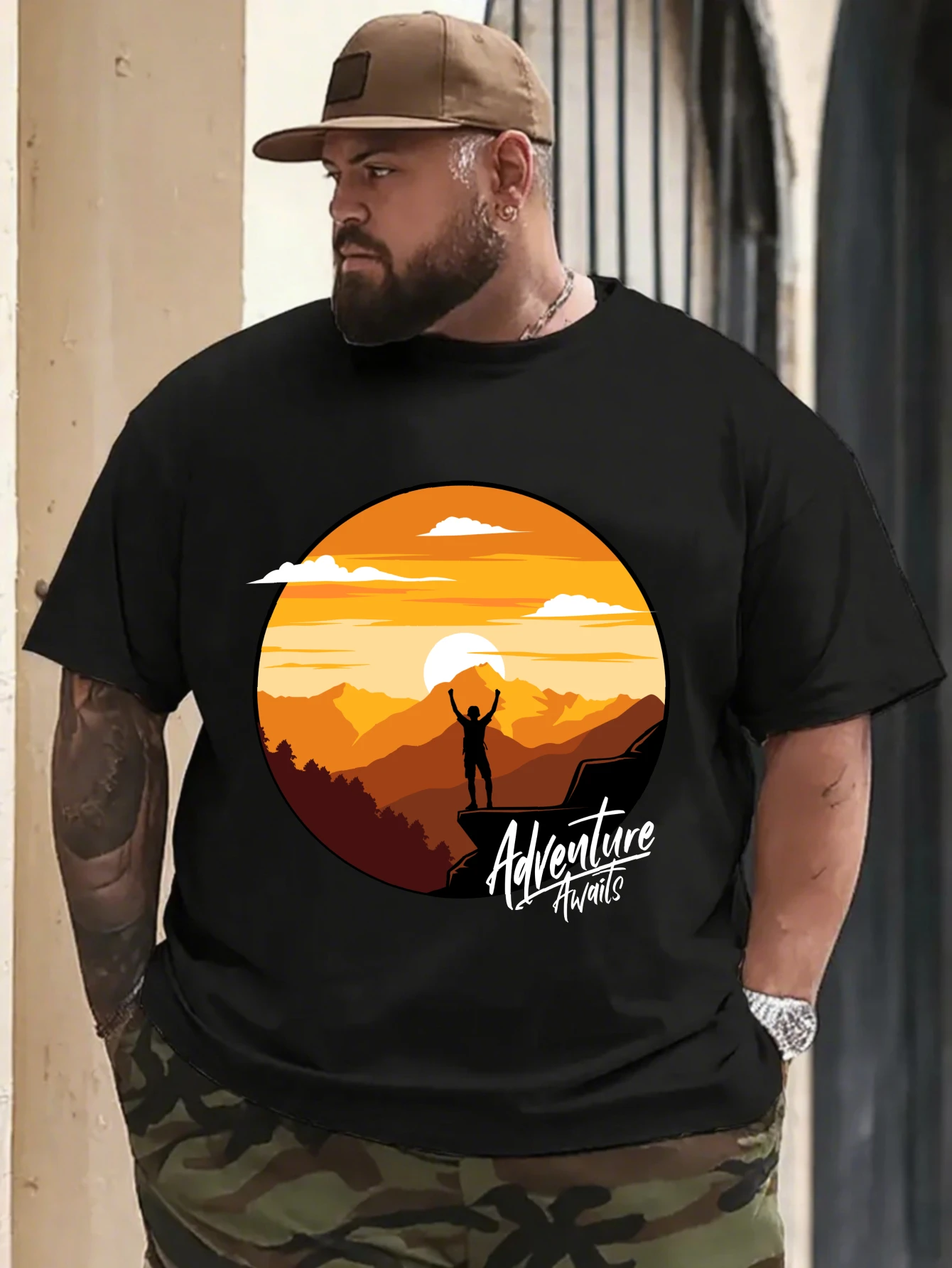 

Vintage Rock Band Slogan Graphic T-Shirt for Men, Music Style Short Sleeve Tee, Band Slogan Print Tops