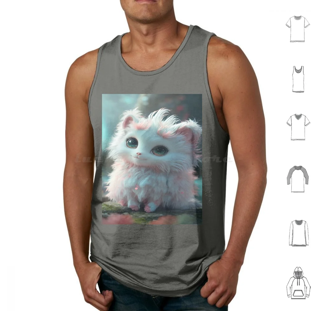 

Enchanted Forest Furry Friend Tank Tops Vest Sleeveless Cute Creature Fantasy Animal Enchanted Forest Whimsical Art Fluffy