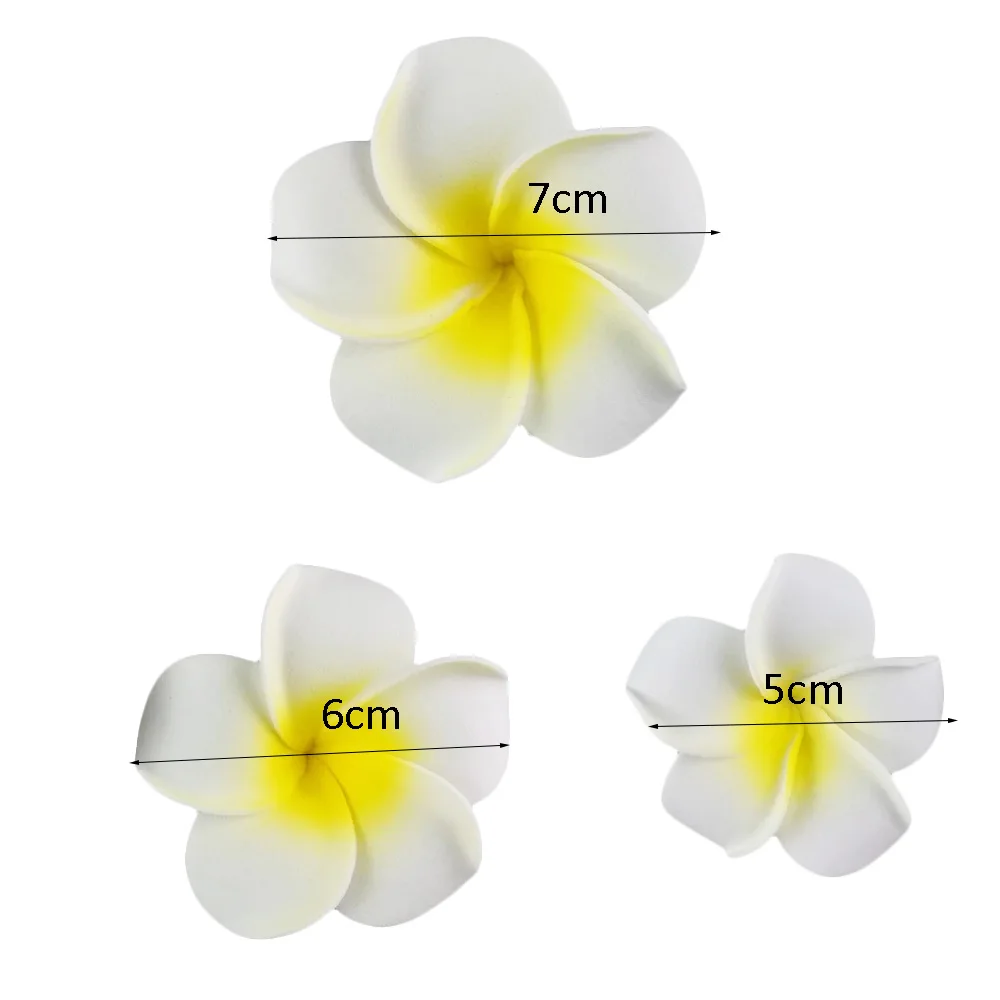 50PCS 4cm Plumeria Hawaiian Foam Frangipani Artificial Flowers Headdress Flower Home Garden Egg Flowers Wedding Decoration Party