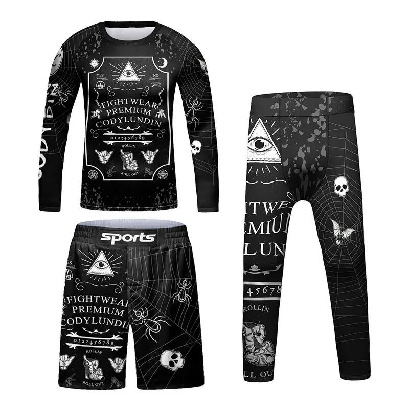 Dziecięce koszulki bokserskie MMA Baby Boys sportowe koszulki MMA zestaw szortów Rashguard Jiu jitsu spodnie do kickboxingu dla dzieci BJJ