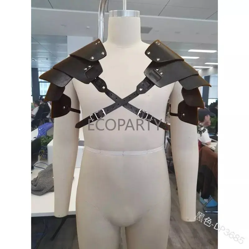 Disfraz de caballero vikingo Medieval para hombre, conjunto de armadura de hombro, traje de Cosplay de Larp, chaleco de cuero Steampunk, Armadura