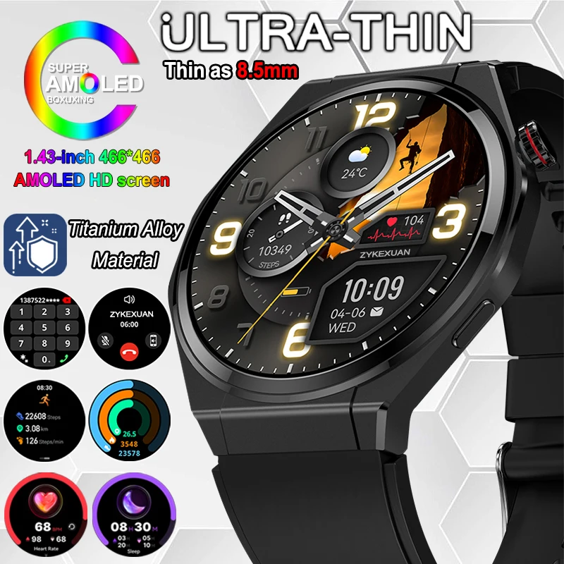 Novo ultra fino relógio inteligente masculino tela amoled sempre mostrar tempo freqüência cardíaca ip68 à prova dip68 água rastreador de fitness esportes smartwatch mulher