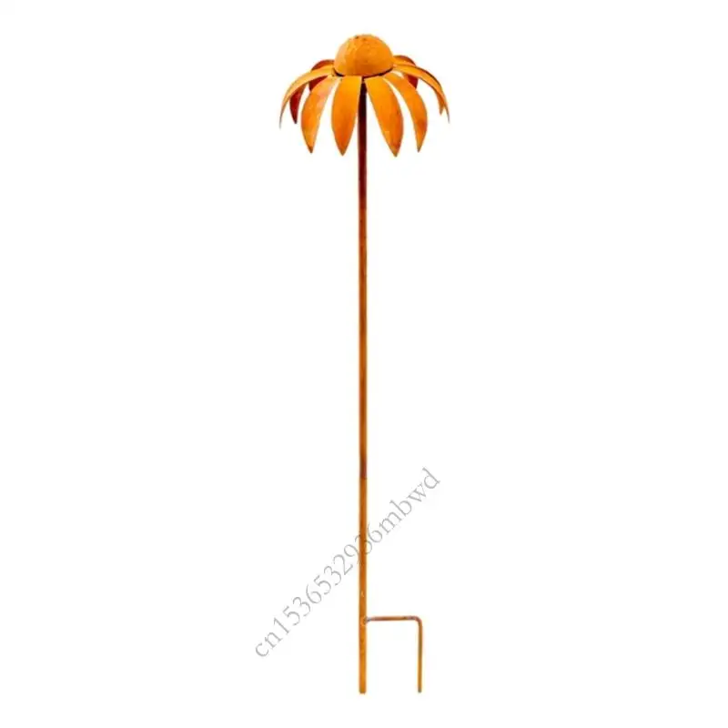 

K43D Artistic Echinacea Metal Garden Decoration Rustics Iron Flower Stake Weatherproofed Outdoor Decoration