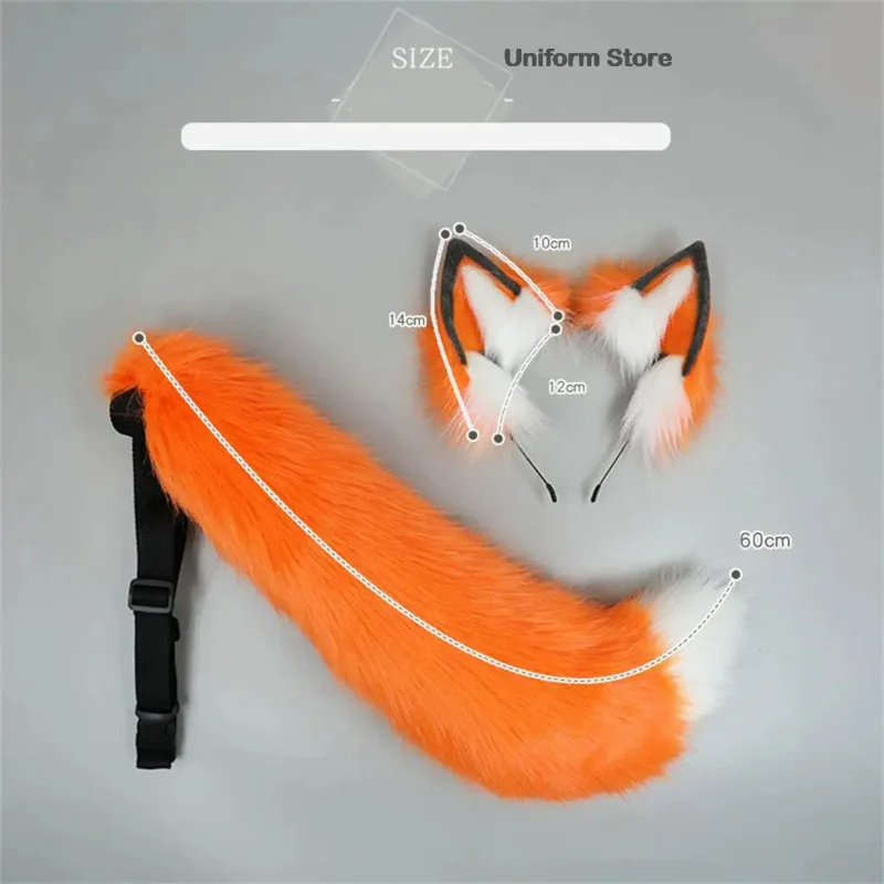 Peludo COS Anime bestia Animal orejas sombreros gato zorro oreja cola conjunto lobo diadema con orejas accesorios de Cosplay para fiesta Kawaii accesorios para el cabello