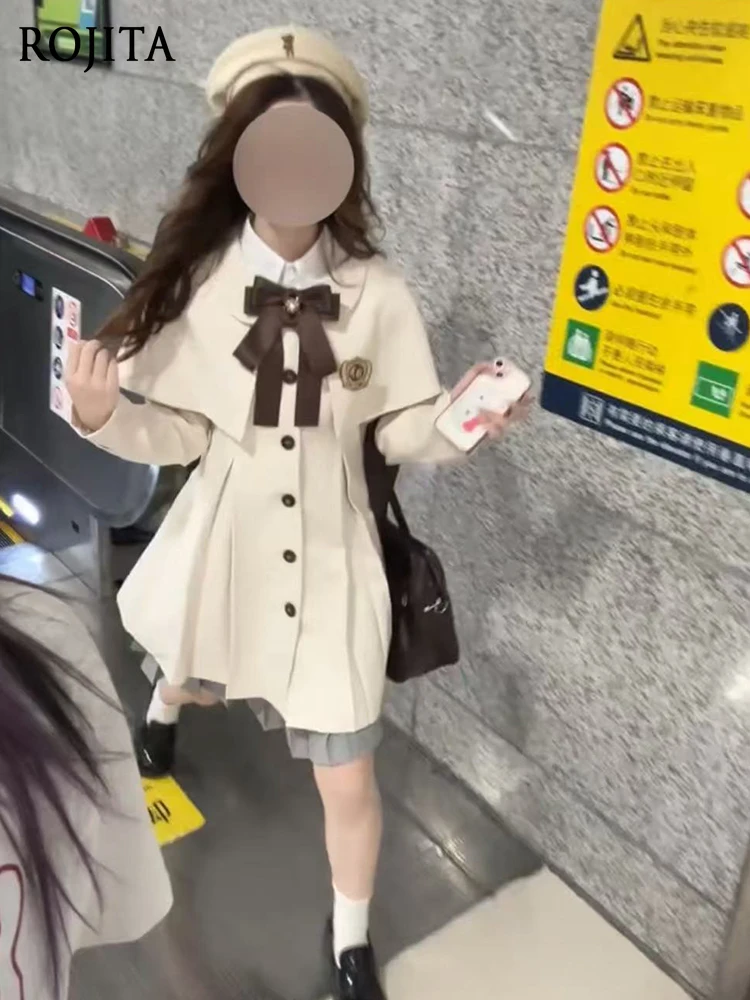 Trench Coat for Women JK Uniform Mid-Length Waist-Cinching Cape Trench Coat Women's Fashionable Autumn Winter