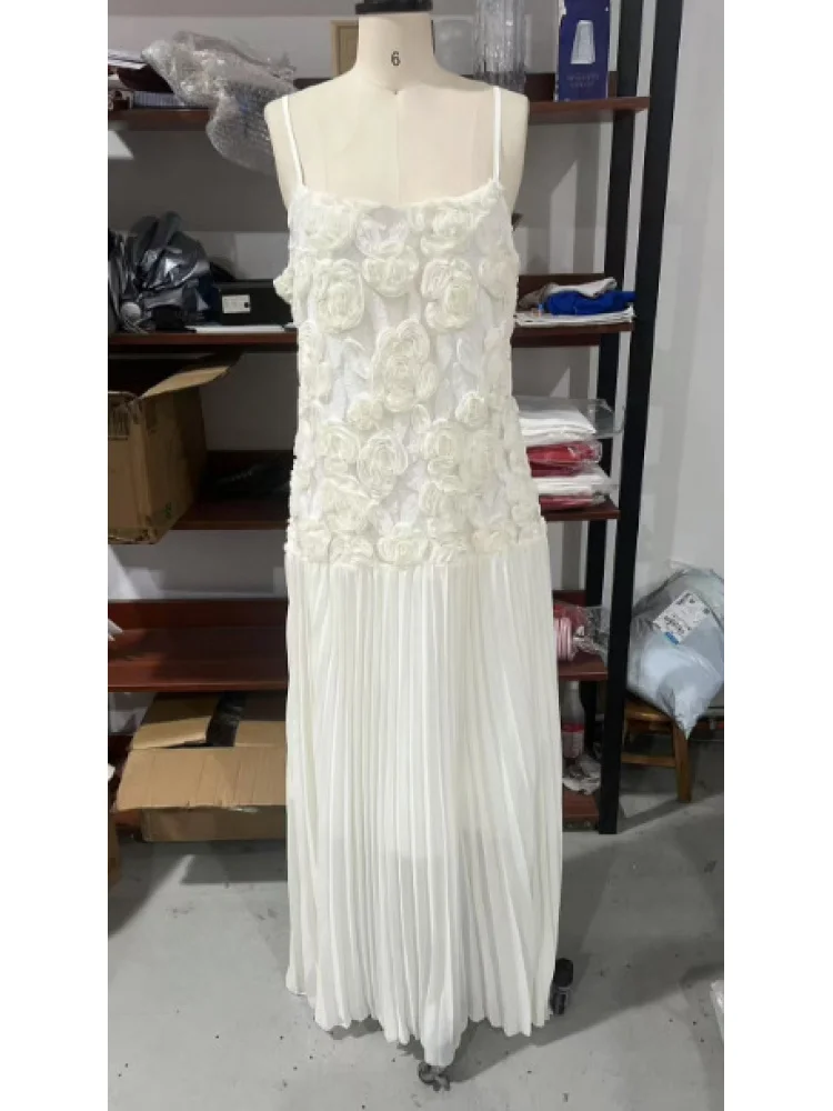 2023 neue Sommer Frauen Ärmelloses Blumen Dekoration Cami Kleid Sexy Elegante Mini Kleid für Grenzüberschreitende