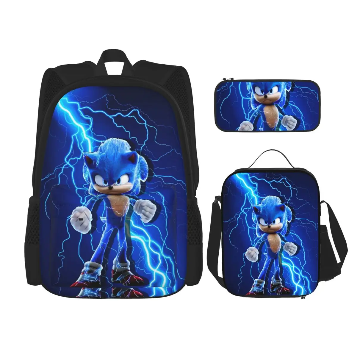 

Рюкзак Sonices Movie 3pecs/set для студенческих видеоигр, холщовые сумки для колледжа, сумка для обеда, пенал