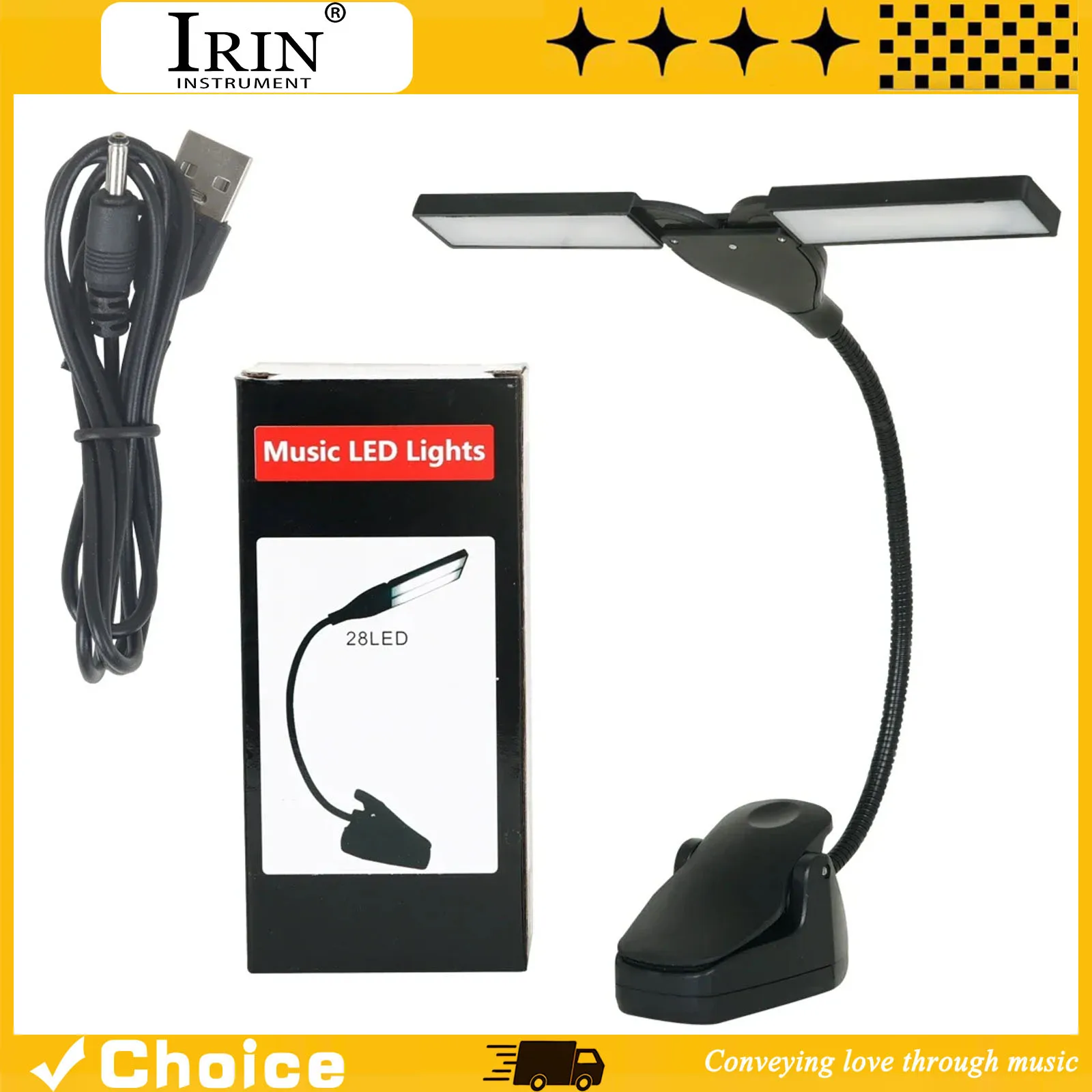 Music LED Light Double Head Bendable Portable Professional Sheet Music Lamp Rechargeable Light Musical Instruments Accessories