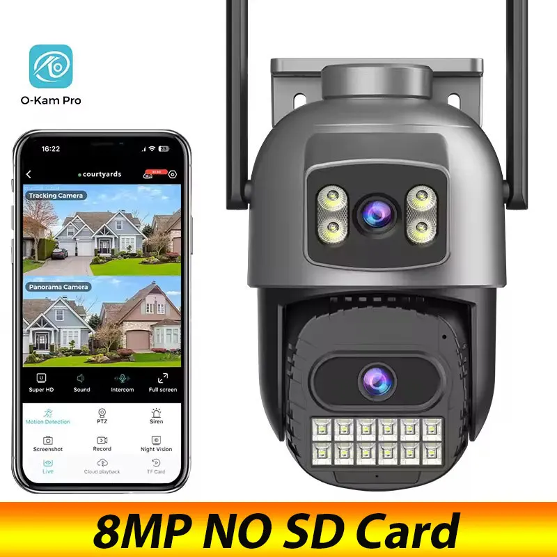 15MP Wifi Camera Outdoor Auto Tracking Multi Screens 10X Digital Zoom PTZ Security Protection CCTV Surveillance O-Kam Pro